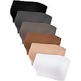 Geyoga 6 Pieces Strapless Bandeau Bras, Seamless Bralettes Stretchy Non Padded Tube Tops for Women