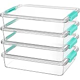 Vtopmart 4 Pack 6 Qt Plastic Storage Bins with Lids, Clear Sensory Bins | Stackable Containers for Organizing School &amp; Office Supplies, Arts &amp; Crafts Organizers and Storage for Home, Craft Room