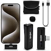 Movo Wireless Mini USB-C Wireless Microphone for iPhone 15/16/17 - Microphone Compatible with Pro Max - 10HR Battery Life, 164ft Range