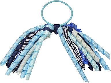 Amazon Com Girls Blue Shades Dotted Korker Ribbon Curly Hair