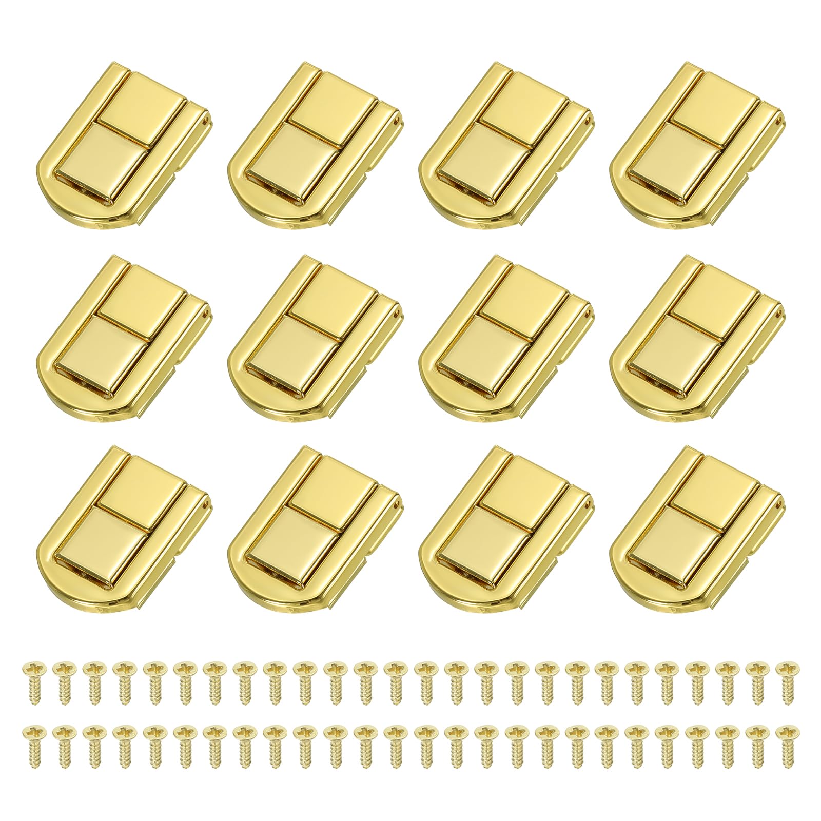 PATIKIL Toggle Catch Lock 1.3" x 0.9", 12Pack Metal Hasp Latch Rectangle Retro Style Clasp Latch for Jewellery Box Decoration Suitcase Toolbox, Gold