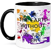 3dRose Ceramic The Earth Without Art is just eh Mug, 1 Count (Pack of 1), Black