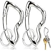 Ryetvok 2pcs Cute Y2K Carabiner Keychain Clips, Silver Cool Multi-Use Carabiner Hook Key Ring, Heavy Duty Metal Keychain Clip for Outdoor Hiking Travel Daily Accessories