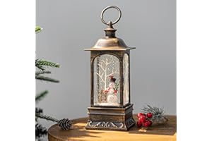 MXWCY Christmas Snow Globes, Snowman Water Lantern, 8 Christmas Music, USB Powered & Battery, Holiday Decorations Gifts for Family Children or Friends