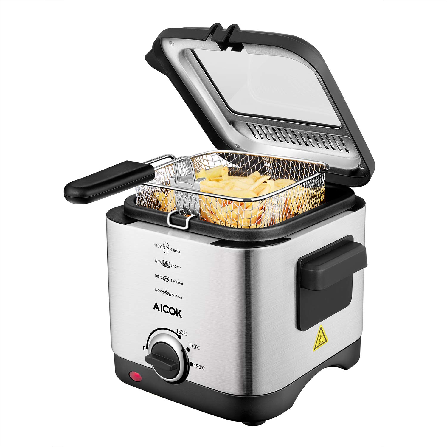 Fryer Aicok, Deep fat fryer, Mini chip fryer 1.5L, 900W, Antihot