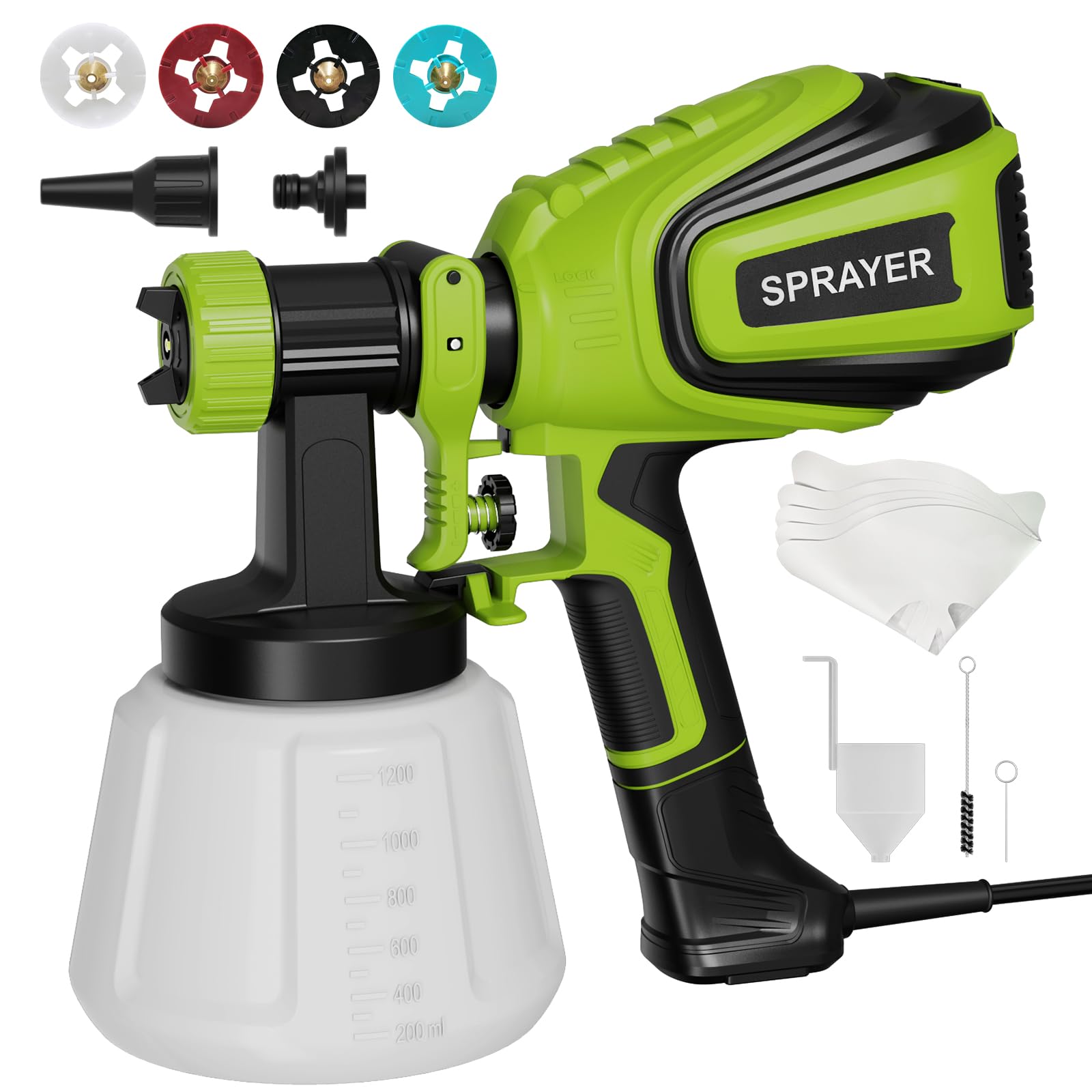 VONFORN Paint Sprayer,700W HVLP Spray Gun with 4 Nozzles & 3 Patterns