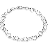 Miabella 925 Sterling Silver Italian 5mm Heart Link Chain Bracelet for Women, Made in Italy