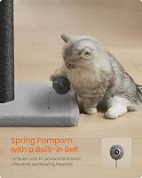 Feandrea Cat Scratching Post 85 cm Tall Sisal Post with Built-in Bell Ink Black view 5