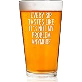 CARVELITA Every Sip Premium 16 oz Beer Pint Glass, Laser Engraved Beer Pint for Retirement, Lead-Free Drinking Glass, Beer Lover Gift (Every Sip One Side FBA)