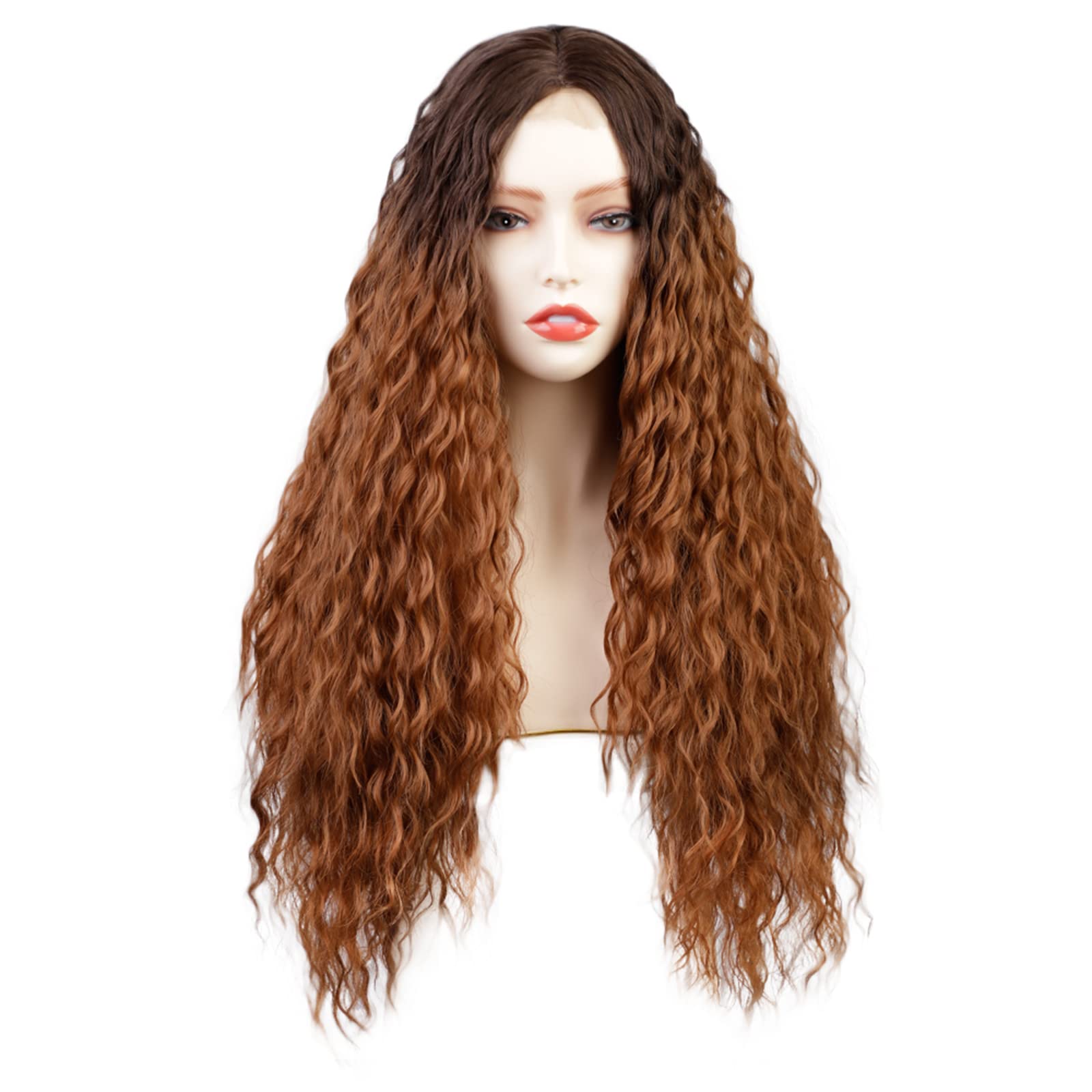 Luovce Synthetic Wigs For Women 24 inches Long Curly Small-Part-Lace Front Wigs Ombre Blond Color #R6/30…