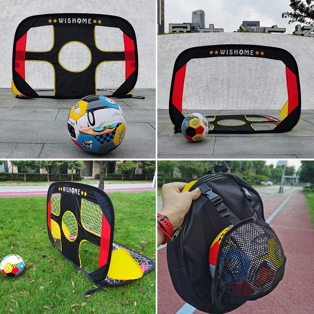 WISHOME 4FT 2 in 1 Pop up Soccer Goal Portable Kids Socccer Ball and Goal Set Shooting Practice Foldable Soccer Net for Backyard Indoor/Outdoor Sport Toys Goal with Ball&Pump : Sports & Outdoors