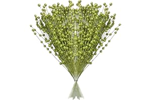 ASSR 100Pack Christmas Glitter Berries Stems,15.7in Fake Christmas Picks Glitter Sticks,Artificial Fruit Berry Picks for Xmas Tree Ornament -Green, 210712XU03-7-2#HSM13
