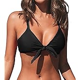 CUPSHE Womens Bikini Top Swimsuit Bandeau Top Back Tie with Removable Shoulder Straps