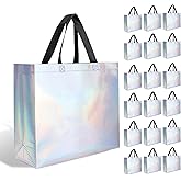 【18-Pack Shiny Color】 Reusable Gift Bags with Handles, Bulk Goodie Bags for Valentines Day, Baby Shower, Birthday, Party Favors, Wedding, Holiday Goodie | 12.6x4.7x11 Inches | 18 Premium Shiny Color Bag | Eco-Friendly
