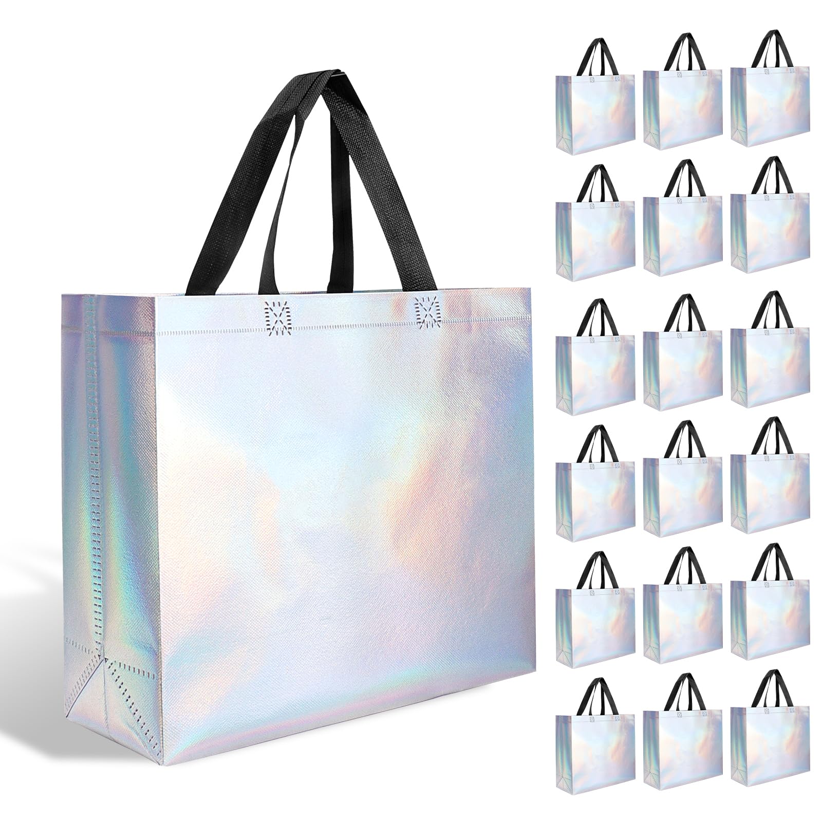 Photo 1 of ?18-Pack Shiny Color? Reusable Gift Bags with Handles, Bulk Goodie Bags for Easter, Baby Shower,Kids Birthday, Party Favors, Wedding, Holiday Goodie | 12.6x4.7x11 Inches | 18 Premium Shiny Color Bag | Eco-Friendly