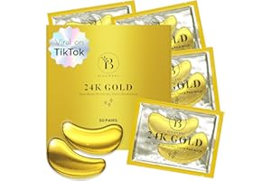 BLOOMORA 24K Gold Under Eye Patches (30 Pairs) - For Dark Circles & Puffiness - Hydrating Eye Mask for a Revitalized Look