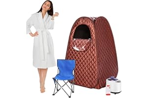 NBDIB Sauna,Portable Sauna,Portable Sauna for Home,Portable Steam Sauna,Sauna Tent with 2.6L Steamer, Remote Control, Folding Chair at Home Sauna(Brown)
