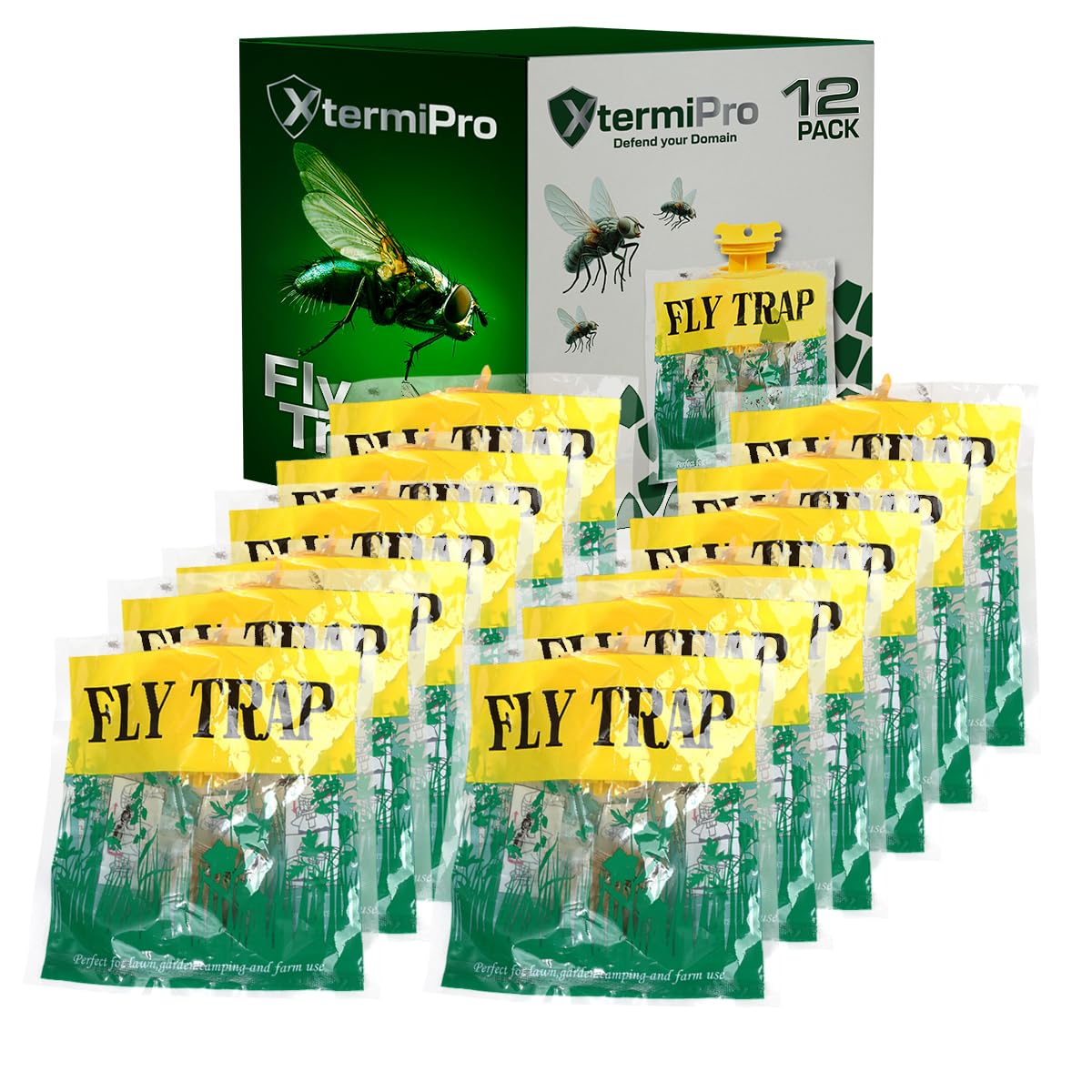 Photo 1 of Fly Bags 12 Pack | Disposable Fly Traps Outdoor | Effective Fly & Fruit Fly Catcher | Fly Trap Indoor | trampa para moscas | for Backyards, Patios, Barns and Stables