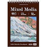 Mixed Media Sketchbook 9" x 12" - Multimedia Sketchbook Hardcover, Spiral Bound, 60 Sheets 98lb/160gsm Mixed Media Paper, Watercolor Sketch Books for Artist Supplies, Painting, Drawing & Art Supplies.