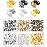 300 PCS Crimp Bead Covers, 0.2in/5mm Crimp Beads Half Round Open, Crimps Cover for Jewelry Making, DIY Craft Supplies, 6 Colors