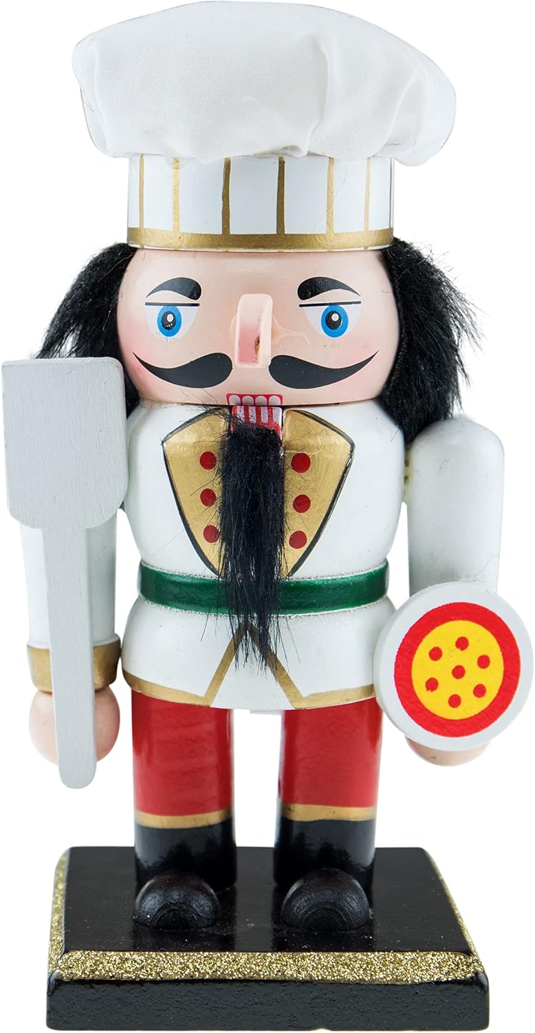 Nutcrackers - Clever Creations Italian Pizza Chef 6 Inch Traditional Wooden Nutcracker, Festive Christmas Décor for Shelves and Tables
