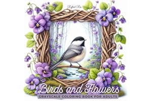 Birds and Flowers Coloring Book: Beautiful Rustic Frames with Birds and Scenic Views for Stress Relief - Adult Grayscale Coloring Book (Magical World Inside A Little Thing)
