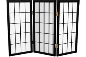 RED LANTERN 2 ft. Short Desktop Window Pane Shoji Screen - Black - 3 Panels