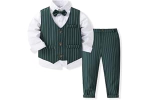 XINGWU TEXTITLE Baby Boys' 4-Piece Set with Dress Shirt, Vest, Pants, and Tie
