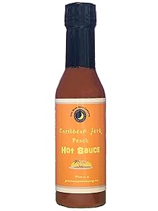 Premium | Caribbean Jerk Peach HOT SAUCE | Calorie Free | Fat Free | Saturated Fat Free | Cholesterol Free | Sugar Free | Crafted in Small Batches with Farm Fresh Herbs for Premium Flavor and Zest