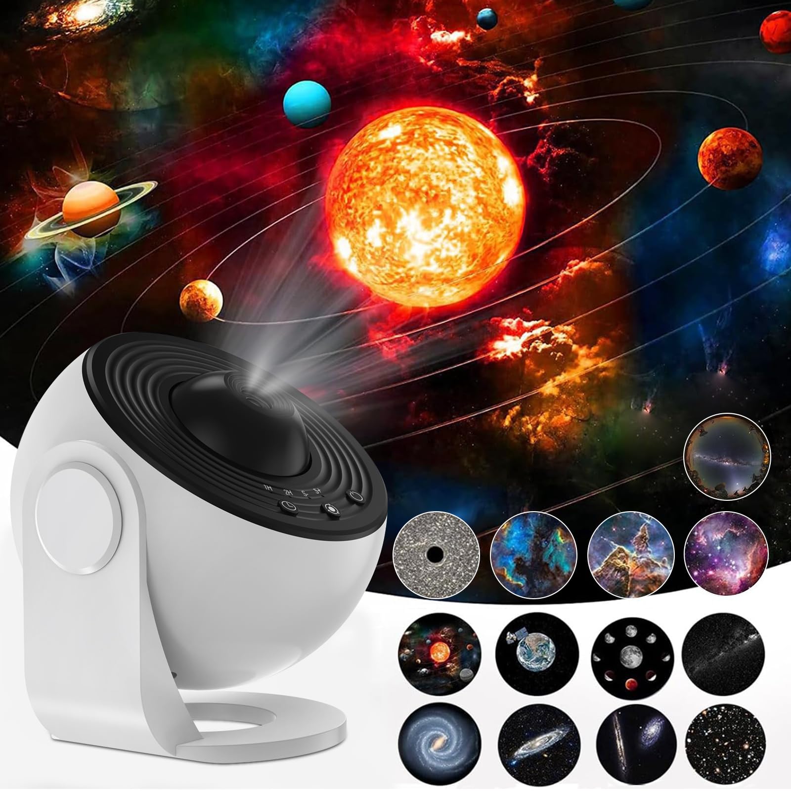 ALLOMN Planetarium Star Projector, LED Globe Galaxy Projector with 13 Film Discs, Starry Sky Night Light for Kids Adults, Ceiling Bedroom Living Room (Black-White)