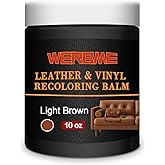 WERBME Leather Recoloring Balm & Color Restorer - 10OZ Multipurpose Dye & Paint for Faded Leather Couches, Car Seats, Shoes | Fix Scratches on Clothing, Furniture & Accessories(Light Brown)
