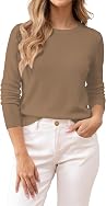BAMBOO ISLAND Women's 100% Cotton Sweaters Long Sleeve Lightweight Knit Solid Soft Pullover Tops