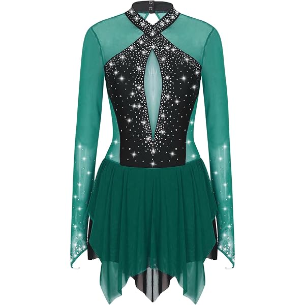 Figure Skating Dress Fringed Tassel Crystals / Rhinestones Women's Girls' Training Performance Sleeveless High Mesh Spandex P8976286