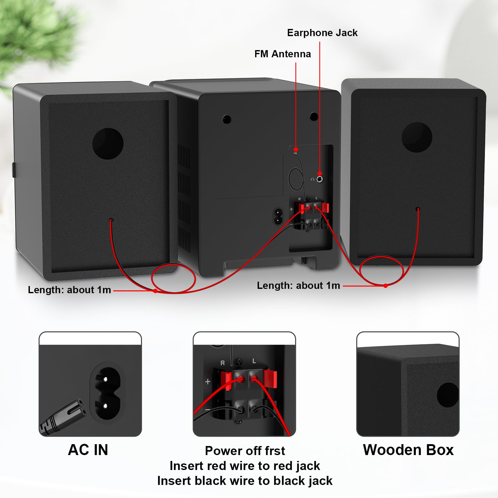 Compact Stereo System Speakers with CD Player, Bluetooth, FM Radio, Aux-in, USB-in, Earphone Jack, DSP-Tech, Remote, 30W Crisp-Sound Shelf Stereo System for Home (LP-886BT)