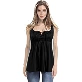 MOONCOLOUR Women's Sleeveless Lace Up Casual Tank Tops Tunic Solid Blouse