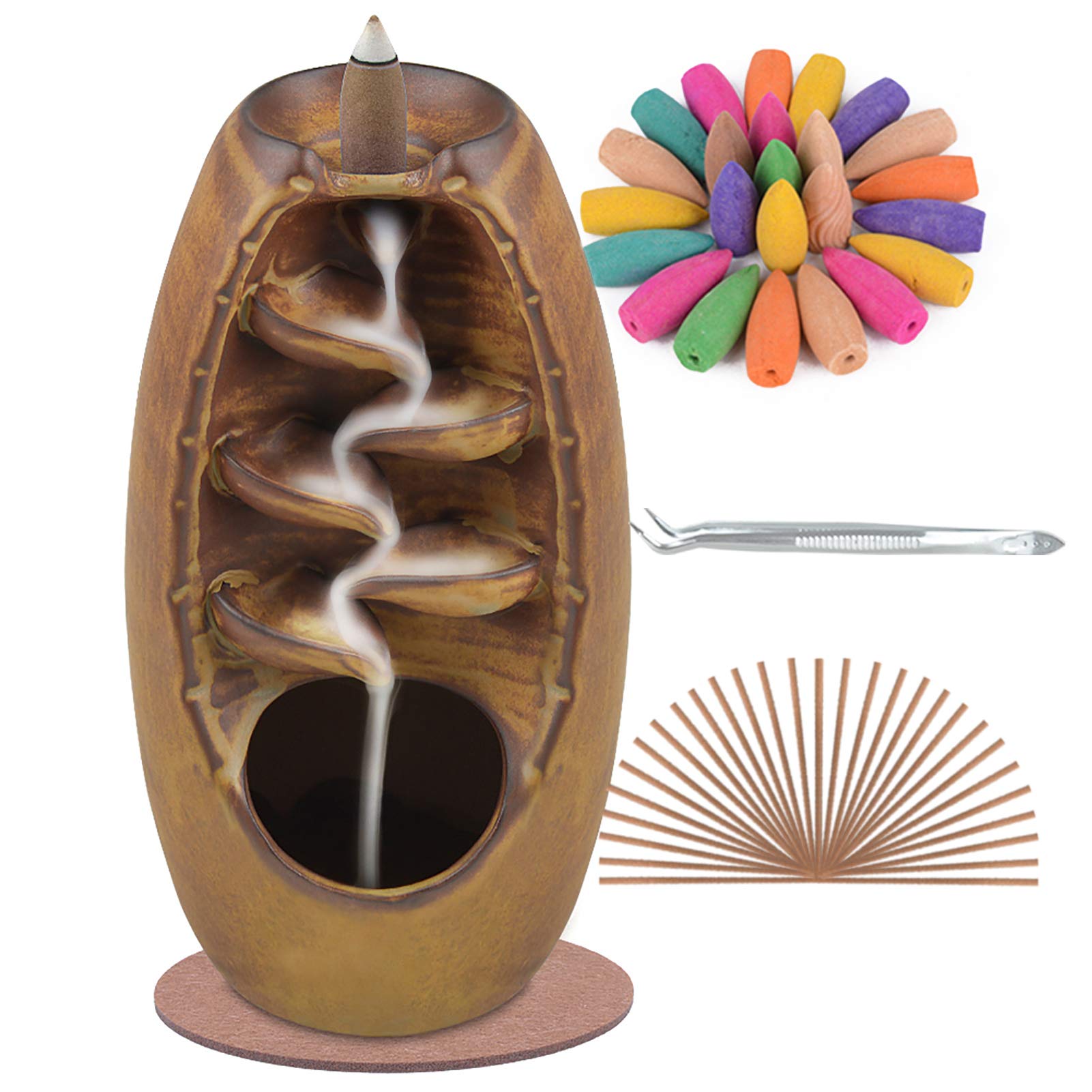SPACEKEEPER Backflow Incense Holder Waterfall Incense Burner, Ceramic