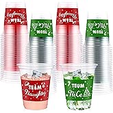 Rtteri 24 Pcs 12 oz Christmas Team Naughty or Nice Plastic Cups Disposable Xmas Cups for Xmas Party Decorations Supplies Beer, Drinks, Snacks