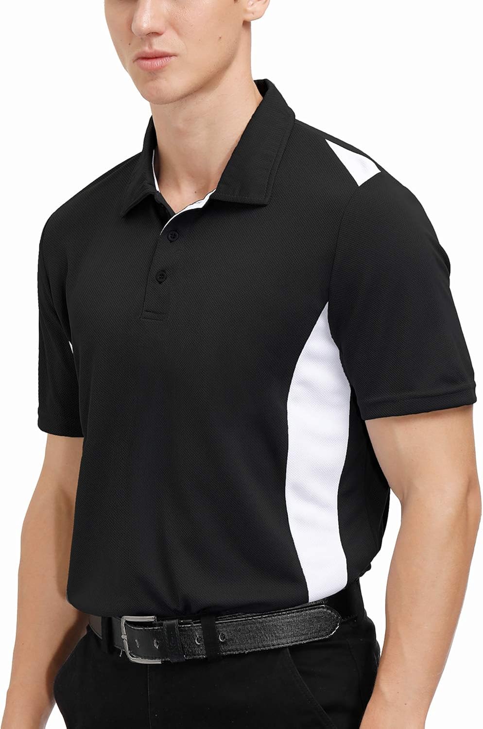 MOHEEN Men's Short Sleeve Polo Shirt Moisture Wicking Performance Classic Cut Athletic Casual Golf Shirts: Clothing