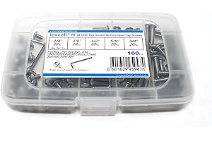 iexcell 100 Pcs #8-32 x 1/4", 3/8", 1/2", 5/8", 3/4" Stainless Steel 304 Hex Socket Button Head Cap Screws Bolts Assortment Kit