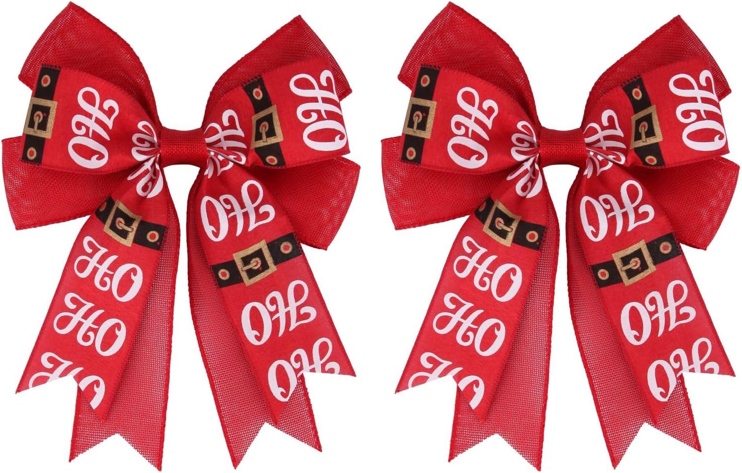 Bows & Ribbons - Meseey 2 Pcs Large Santa Belt Burlap Ribbon Bow 10.8 x 8.8 Inch Red and Black Hoho Wreath Decoration Bows for Baby Shower Party Holiday Gift Wrapping Basket Ornaments Bunting DIY Crafts (Hoho)