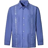 Mens Shirts Guayabera Shirts Cuban Long Sleeve Mexican Shirts for Men