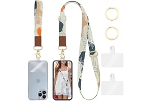 Piefly Phone Lanyard Crossbody Wrist Strap, Boho Abstract Art Cell Phone Lanyards for Around the Neck Wristlet Shoulder, Adjustable Phone Strap for Keys Keychain Phone Case ID Badge with Phone Patches