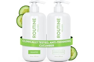 Routine Wellness Anti-Thinning Shampoo and Conditioner Set for Thinning Hair - Biotin DHT Blocker Women & Men - Color Safe Shampoo for Hair Loss & Healthier Hair - Cucumber (Pack of 2)