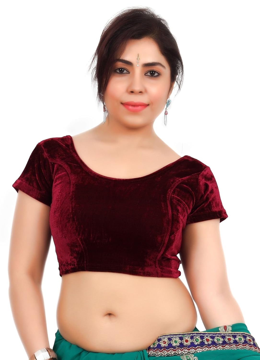 louis fashion velvet fabric women blouse (2074-bl-maroon02)