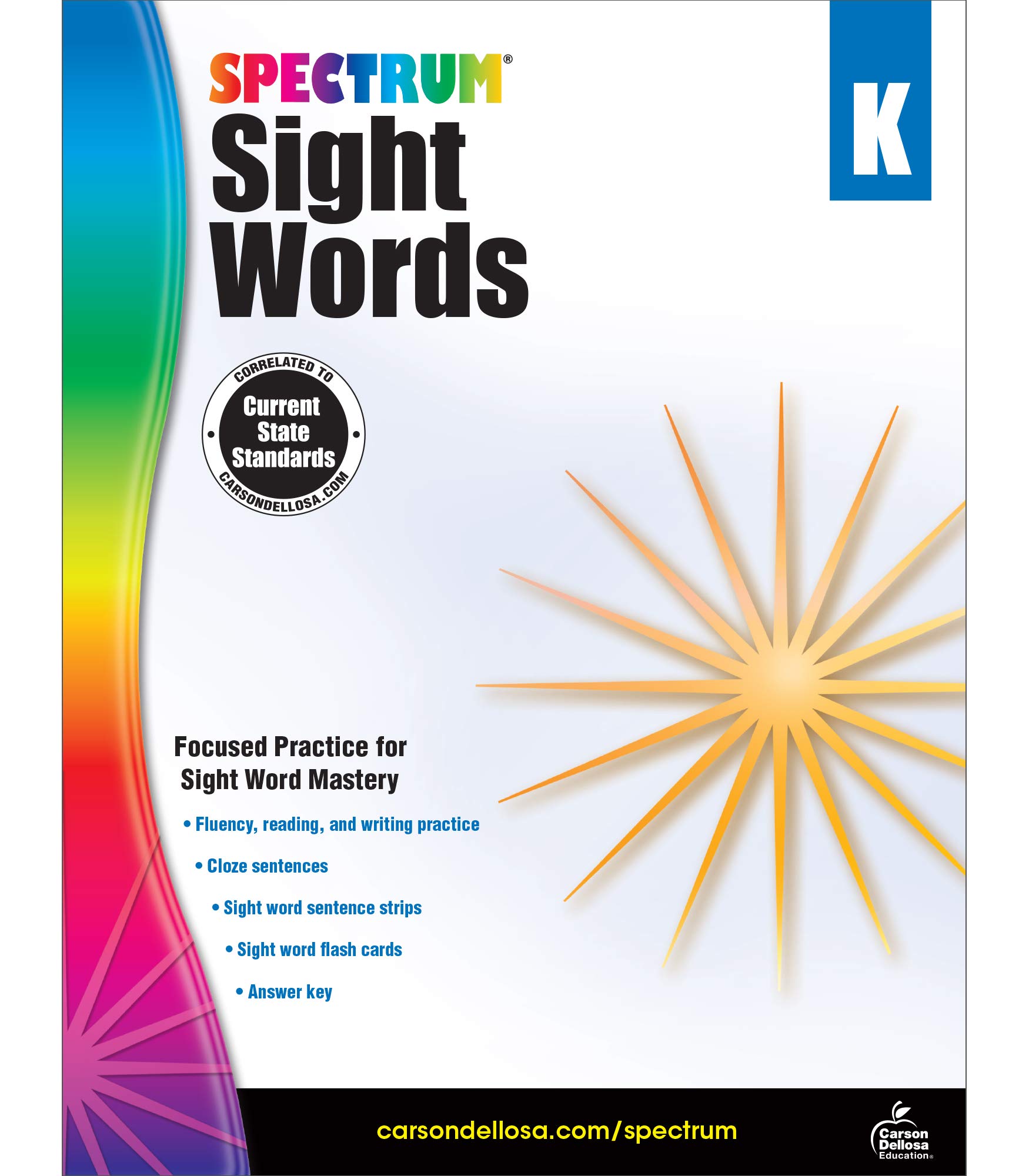 Spectrum Sight Words Book Softcover Grade K Ages 5 To 6
