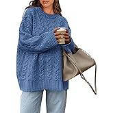 Okiwam Women's Oversized Sweaters Crewneck Cable Knit Pullover Casual Loose Fall Outfits Spring Fashion Clothes 2026