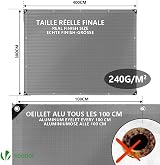 VOUNOT 3x4m Tarpaulin 240 g/m² Waterproof Ground Cover Eyelets Grey view 4
