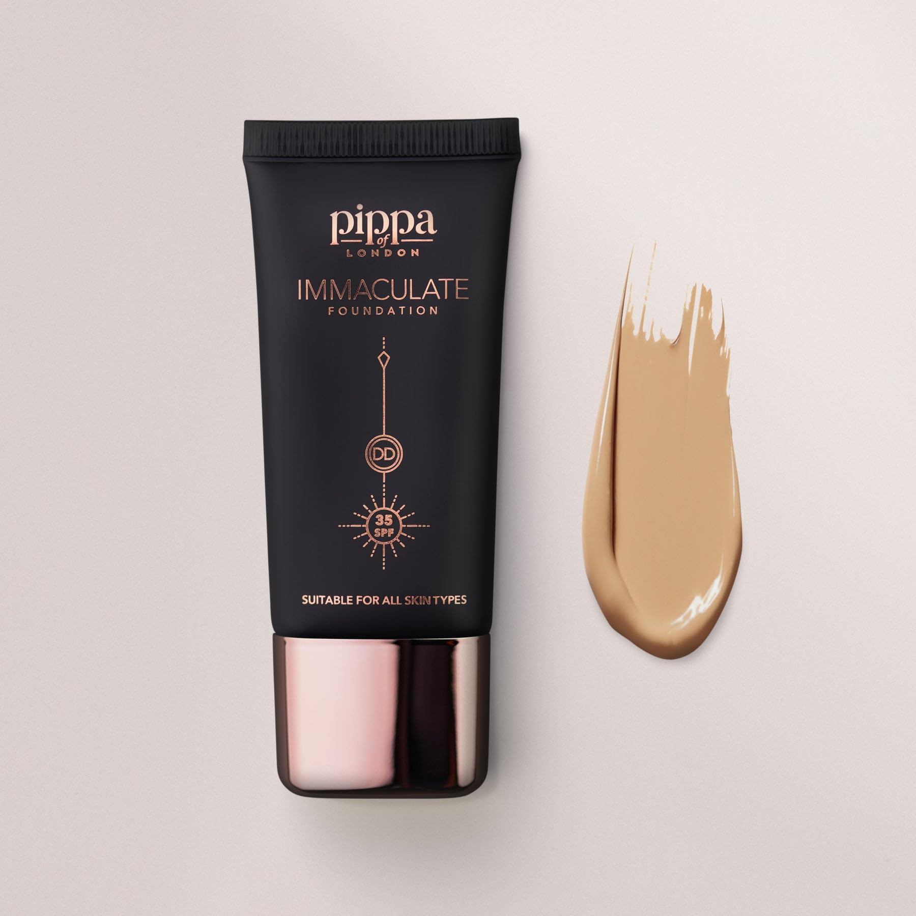 Pippa of London Immaculate Liquid Foundation, Cappuccino 203, Lightweight, Medium Coverage, Matte Finish SP35