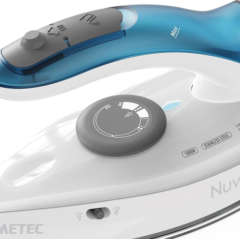Fer à Repasser Voyage Nuvola 2.0 - Fer Vapeur 1000 Watts - Semelle en Acier Inoxydable - Trousse Voyage Fournie - Poignée Pliante, Compact et Léger - Système Anti-Calcaire - Idéal Pour Voyage