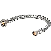 Eastman 20 inch Steel-Flex Braided Faucet Connector, 1/2 Inch FIP x 3/8 Inch Compression, Stainless Steel Faucet Supply Line, 48005N